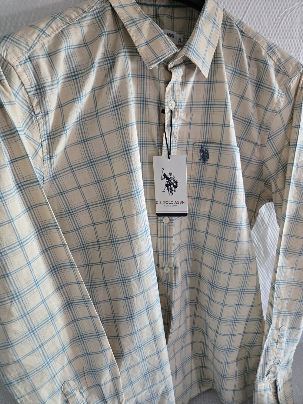 U.S. Polo Assn. Men’s Cream Plaid Button-Down Shirt